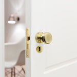 Victorian Ringed Polished Brass Mortice Door Knob Kit - 80mm Sashlock - tradefit - 5