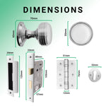 Victorian Ringed Polished Chrome Mortice Door Knob Kit - 80mm Sashlock - tradefit - 3