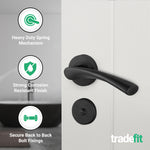 Nola Matt Black Lever on Rose Door Handle Pack - 80mm Bathroom Lock - tradefit - 4