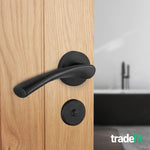 Nola Matt Black Lever on Rose Door Handle Pack - 64mm Bathroom - tradefit - 6
