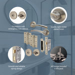 Nola Satin Nickel Lever on Rose Door Handle Pack - 64mm Bathroom Lock - tradefit - 5