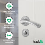 Nola Satin Nickel Lever on Rose Door Handle Pack - 64mm Bathroom Lock - tradefit - 4