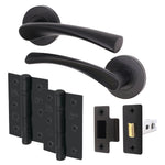Nola Matt Black Lever on Rose Door Handle Pack - 64mm Latch - tradefit - 1