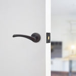 Nola Matt Black Lever on Rose Door Handle Pack - 76mm Latch - tradefit - 6