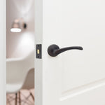 Nola Matt Black Lever on Rose Door Handle Pack - 64mm Latch - tradefit - 8