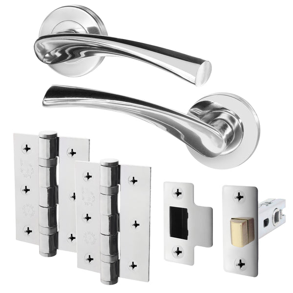 Nola Polished Chrome Lever on Rose Door Handle Pack - 64mm Latch - tradefit - Featured Image