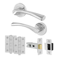 Nola Polished Chrome Lever on Rose Door Handle Pack - 64mm Latch