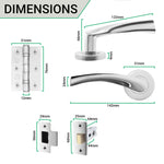 Nola Polished Chrome Lever on Rose Door Handle Pack - 64mm Latch - tradefit - 2