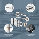 Nola Polished Chrome Lever on Rose Door Handle Pack - 64mm Latch - tradefit - 4