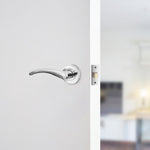 Nola Polished Chrome Lever on Rose Door Handle Pack - 64mm Latch - tradefit - 5