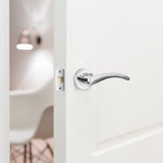 Nola Polished Chrome Lever on Rose Door Handle Pack - 64mm Latch - tradefit - 6
