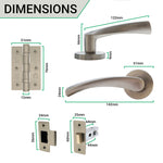 Nola Satin Nickel Lever on Rose Door Handle Pack - 64mm Latch - tradefit - 4
