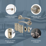 Nola Satin Nickel Lever on Rose Door Handle Pack - 64mm Latch - tradefit - 5