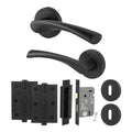 Nola Matt Black Door Handle Sashlock Kit - Lever on Rose 64mm Sashlock