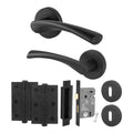 Nola Matt Black Lever on Rose Door Handle Pack - 64mm Sashlock