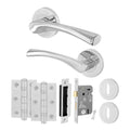 Nola Polished Chrome Lever on Rose Door Handle Pack - 64mm Sashlock
