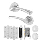Nola Polished Chrome Lever on Rose Door Handle Pack - 80mm Sashlock - tradefit - 1