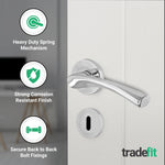 Nola Polished Chrome Lever on Rose Door Handle Pack - 64mm Sashlock - tradefit - 4