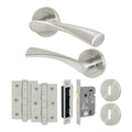Nola Satin Nickel Lever on Rose Door Handle Pack - 64mm Sashlock