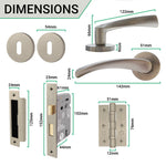 Nola Satin Nickel Lever on Rose Door Handle Pack - BS3621 5 Lever Lock - tradefit - 2