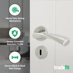 Nola Satin Nickel Lever on Rose Door Handle Pack - 80mm Sashlock - tradefit - 4