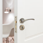 Nola Satin Nickel Lever on Rose Door Handle Pack - BS3621 5 Lever Lock - tradefit - 5
