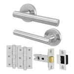 Olbia Satin Nickel Lever on Rose Door Handle Pack - 64mm Latch - tradefit - 1
