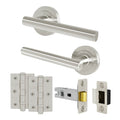 Olbia Satin Nickel Lever on Rose Door Handle Pack - 64mm Latch