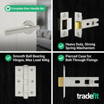 Olbia Satin Nickel Lever on Rose Door Handle Pack - 64mm Latch - tradefit - 5