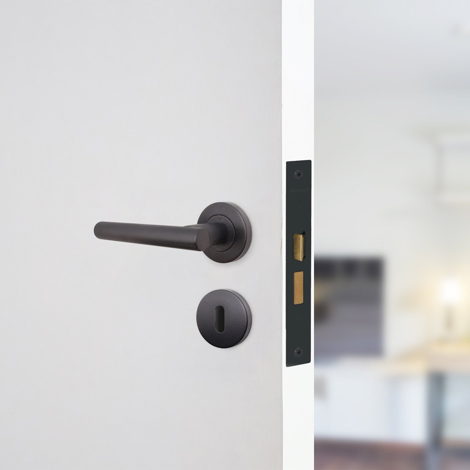 Olbia Matt Black Lever on Rose Door Handles and Packs - Collection ...