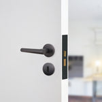 Olbia Matt Black Lever on Rose Door Handle Pack - 80mm Sashlock - tradefit - 7