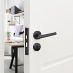 Olbia Matt Black Lever on Rose Door Handle Pack - 80mm Sashlock - tradefit - 8