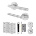 Olbia Polished Chrome Lever on Rose Door Handle Pack - 64mm Bathroom Lock