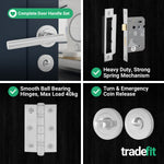 Olbia Polished Chrome Lever on Rose Door Handle Pack - 80mm Bathroom Lock - tradefit - 5