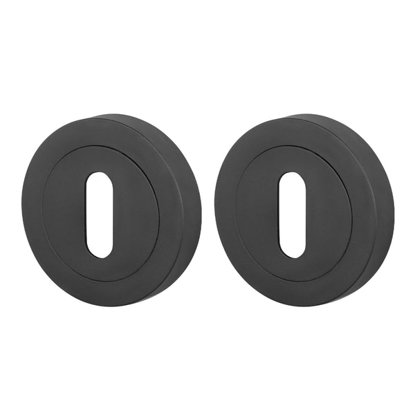 Matt Black Round Keyhole Escutcheons - 1 Pair 52mm - tradefit - Featured Image