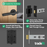 Olbia Matt Black Lever on Rose Door Handle Pack - 64mm Latch - tradefit - 6