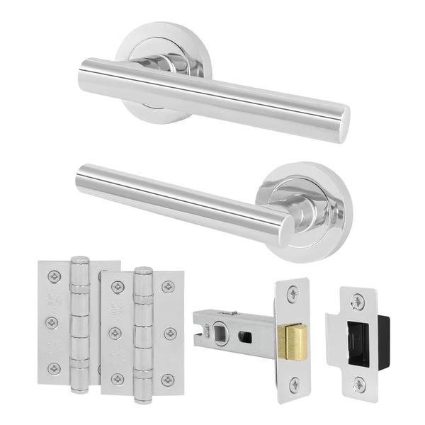 Olbia Polished Chrome Door Handle Pack - 64mm Latch - tradefit - Featured Image
