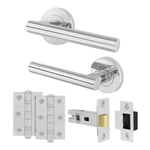 Olbia Polished Chrome Door Handle Pack - 64mm Latch - tradefit - 1
