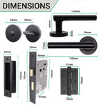 Olbia Matt Black Lever on Rose Door Handle Pack - 80mm Sashlock - tradefit - 4