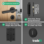 Olbia Matt Black Lever on Rose Door Handle Pack - 80mm Sashlock - tradefit - 6