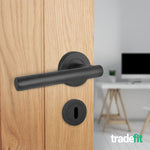 Matt Black Round Keyhole Escutcheons - 1 Pair 52mm - tradefit - 4