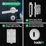 Olbia Polished Chrome Lever on Rose Door Handle Pack - 80mm Sashlock - tradefit - 5