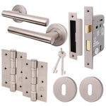 Olbia Satin Nickel Lever on Rose Door Handle Pack - BS3621 5 Lever Sashlock - tradefit - 1