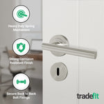 Olbia Satin Nickel Lever on Rose Door Handle Pack - 80mm Sashlock - tradefit - 4