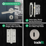 Olbia Satin Nickel Lever on Rose Door Handle Pack - 64mm Sashlock - tradefit - 5