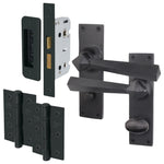 Tudor Antique Black Iron Lever Door Handle Pack - Bathroom - tradefit - 1