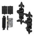 Fleur De Lys Antique Black Cast Iron Lever Door Handle Pack - Bathroom