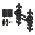 Fleur De Lys Antique Black Cast Iron Lever Door Handle Pack - Latch