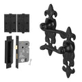 Fleur De Lys Antique Black Cast Iron Lever Door Handle Pack - 3 Lever Sashlock