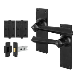 Tudor Antique Black Iron Lever Door Handle Pack - Latch - tradefit